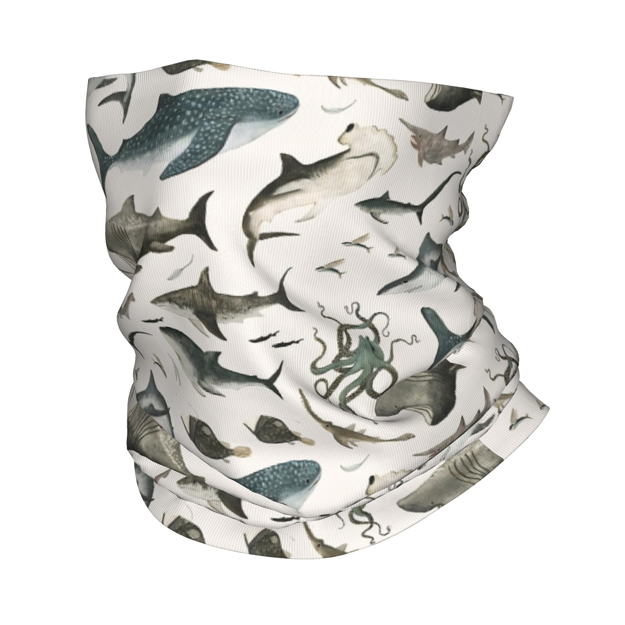 ผ้าพันคอพิมพ์ลายฉลาม มหาสมุทร  - Neck Gaiter Face Cover บทวิจารณ์และราคา
